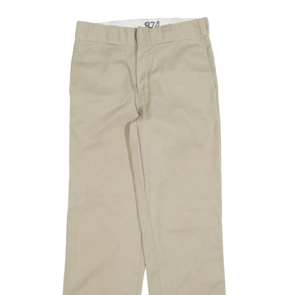 DICKIES Mens Regular Fit Beige Cotton Blend Trousers W30 L32 Workwear Zip
