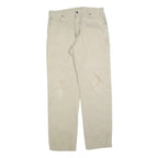 DICKIES Mens Cotton Blend Beige Regular Fit Straight Leg Trousers W34 L34