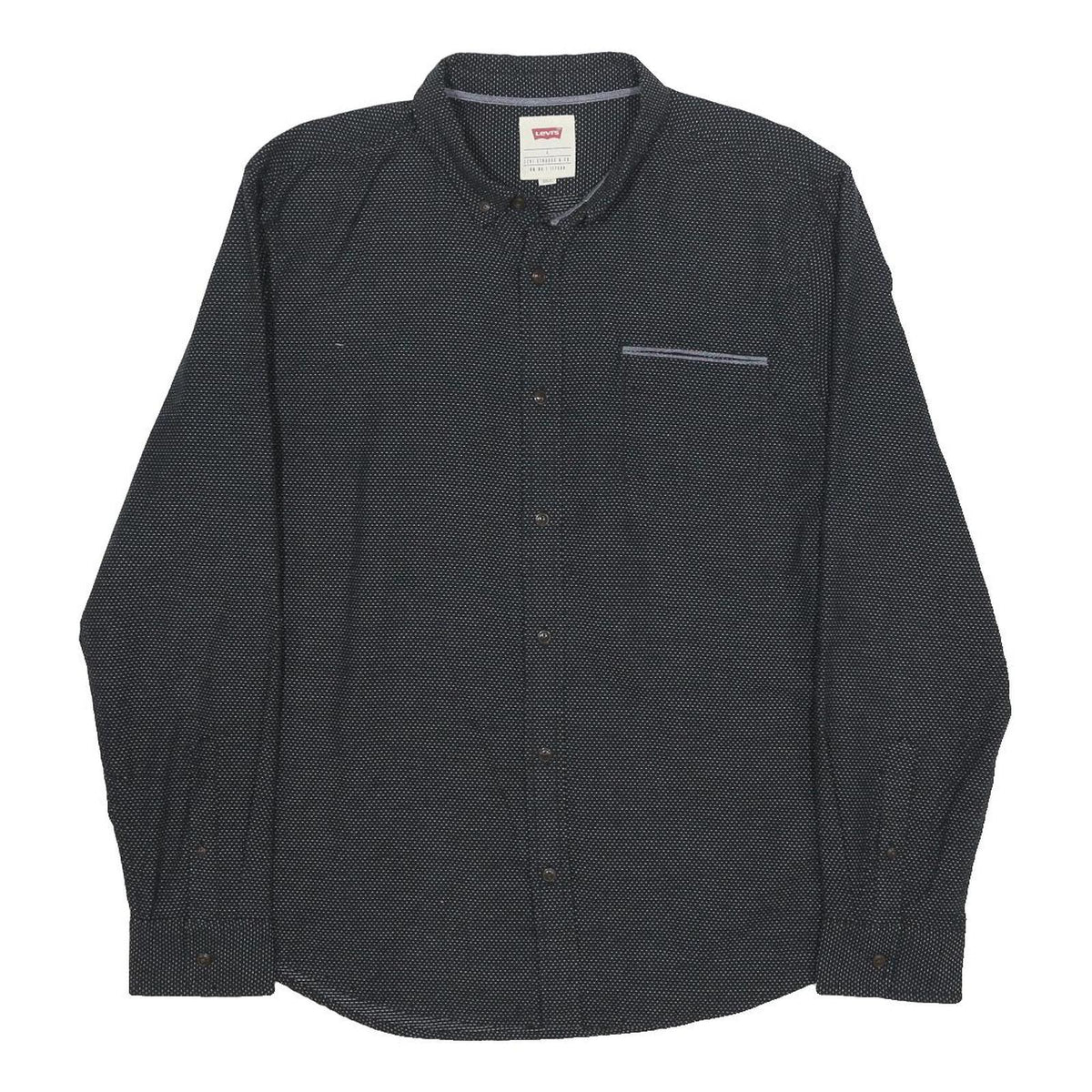 LEVI'S Mens Black Cotton Blend Shirt L Button-Down Collar Long Sleeve Casual