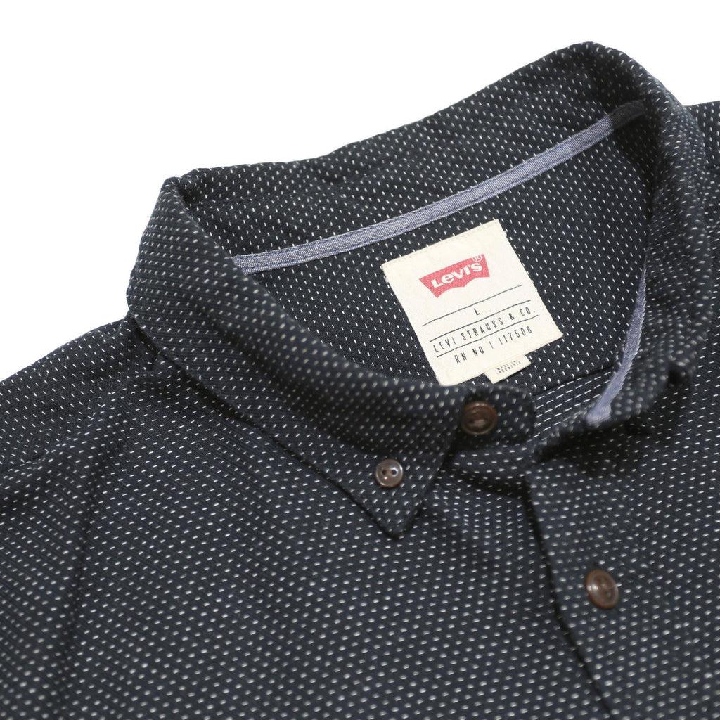 LEVI'S Mens Black Cotton Blend Shirt L Button-Down Collar Long Sleeve Casual