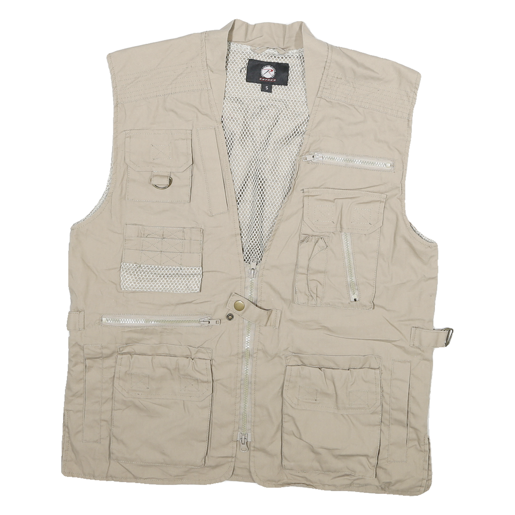 ROTHCO Mens Beige Utility Jacket S Cotton Blend Multi Pocket Zip Casual Outdoor
