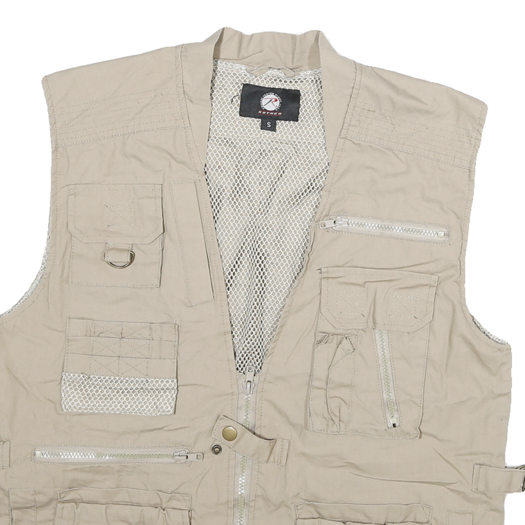 ROTHCO Mens Beige Utility Jacket S Cotton Blend Multi Pocket Zip Casual Outdoor