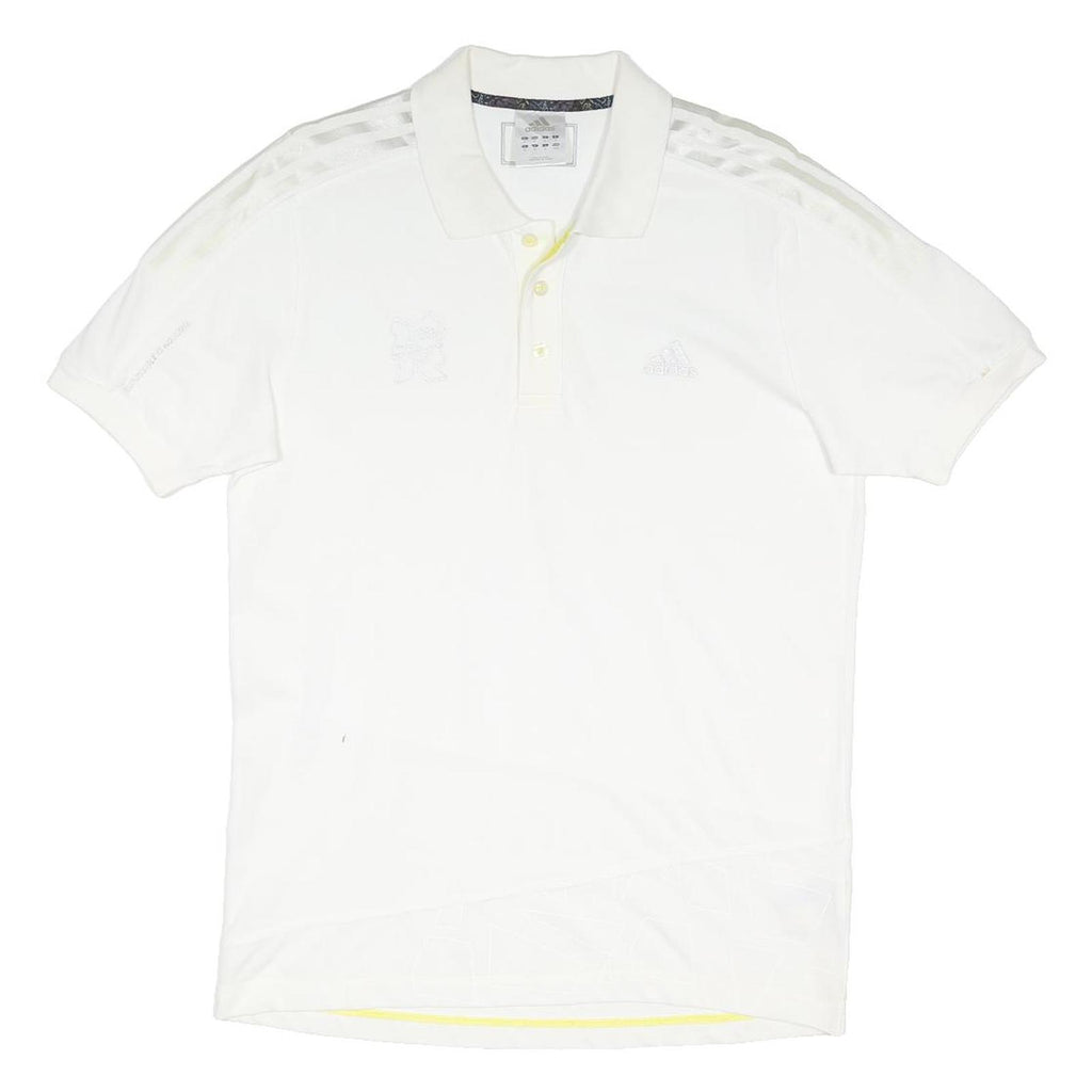 ADIDAS Mens White Polo Shirt M Cotton Blend Short Sleeve Plain Sports Casual