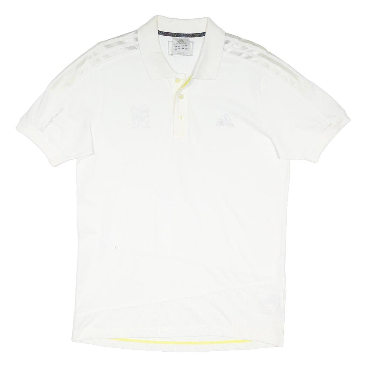 ADIDAS Mens White Polo Shirt M Cotton Blend Short Sleeve Plain Sports Casual