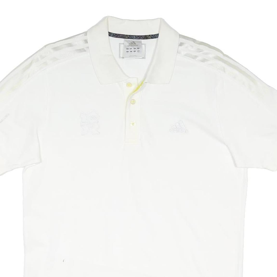 ADIDAS Mens White Polo Shirt M Cotton Blend Short Sleeve Plain Sports Casual