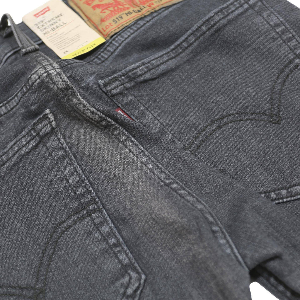 LEVI'S 519 HI-BALL Mens Jeans Black Slim Skinny Denim W28 L29 Zip Cotton Blend