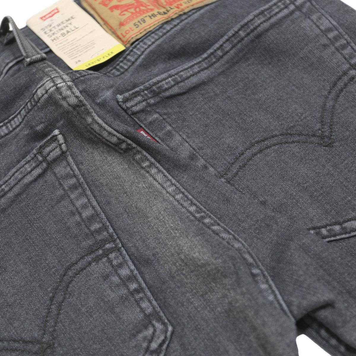 LEVI'S 519 HI-BALL Mens Jeans Black Slim Skinny Denim W28 L29 Zip Cotton Blend