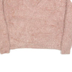 PINK ROSE Womens Pink Jumper Plain V-Neck Chunky Knit M Casual Soft
