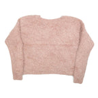 PINK ROSE Womens Pink Jumper Plain V-Neck Chunky Knit M Casual Soft