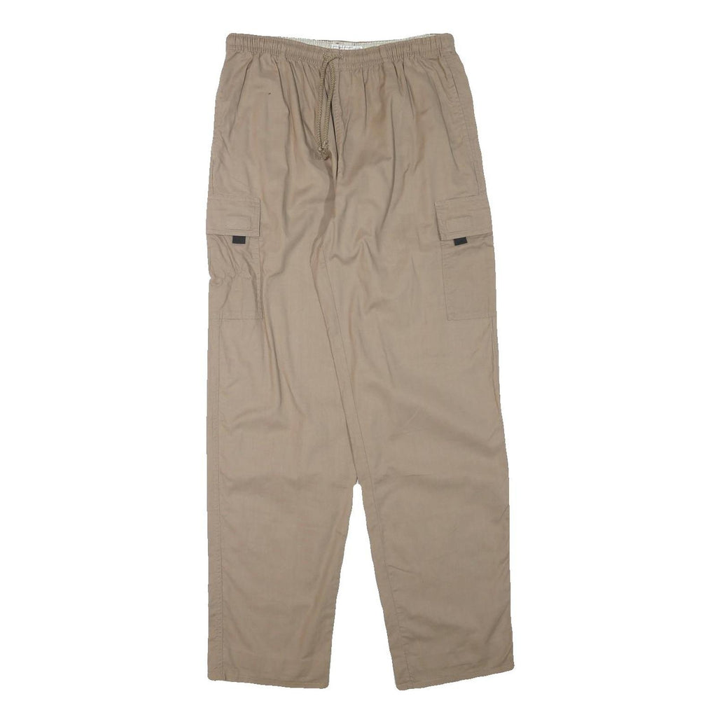 PRIORITY Mens Cotton Blend Beige Relaxed Drawstring Cargo Trousers W28 L30