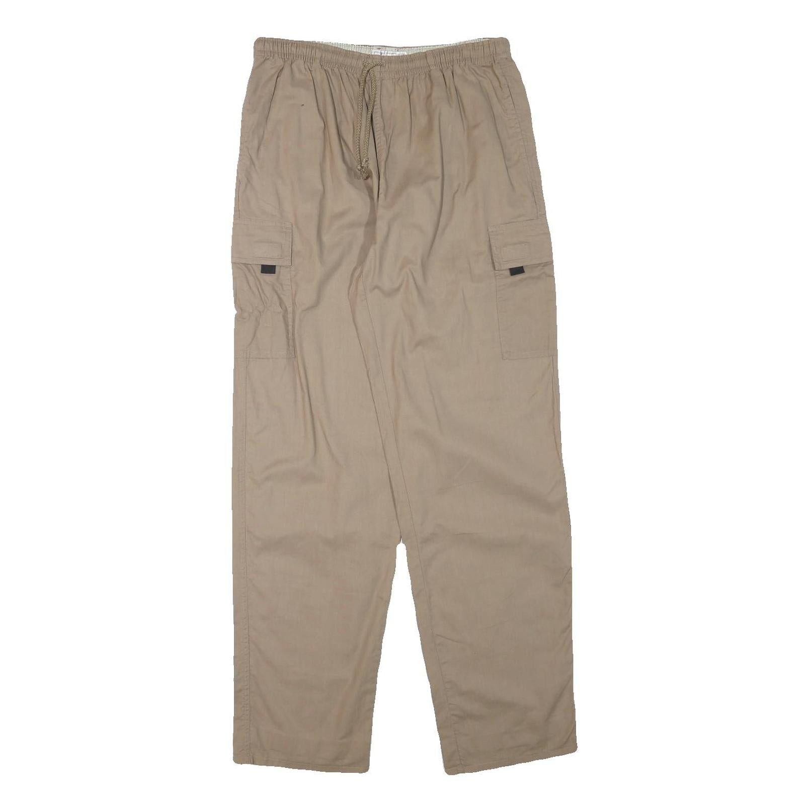 PRIORITY Mens Cotton Blend Beige Relaxed Drawstring Cargo Trousers W28 L30