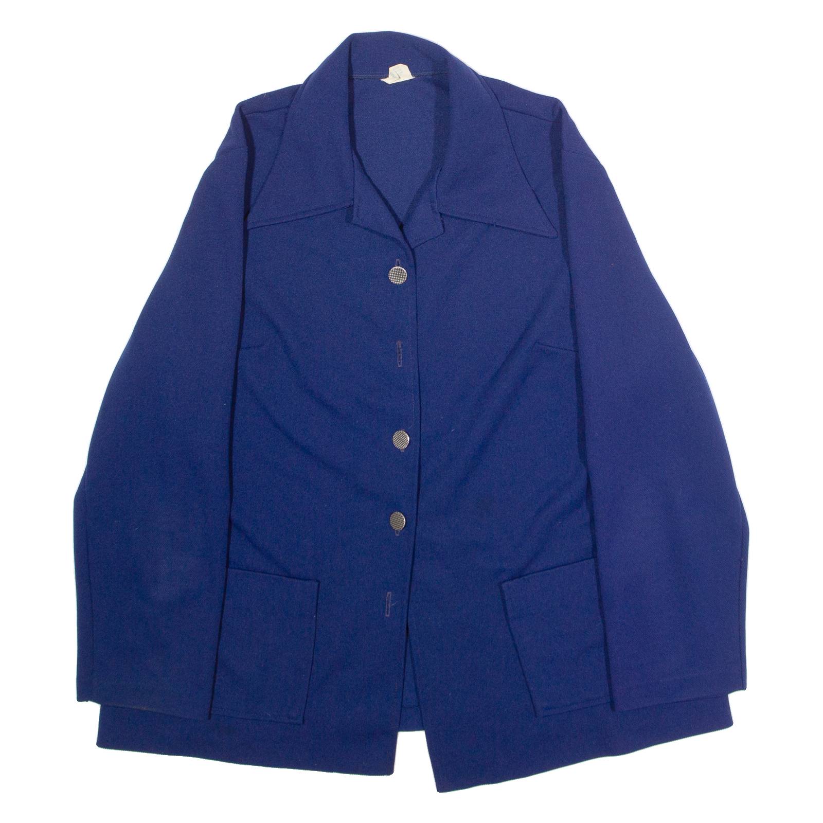 SEARS Womens Blazer Jacket Blue Knit 80s UK 24