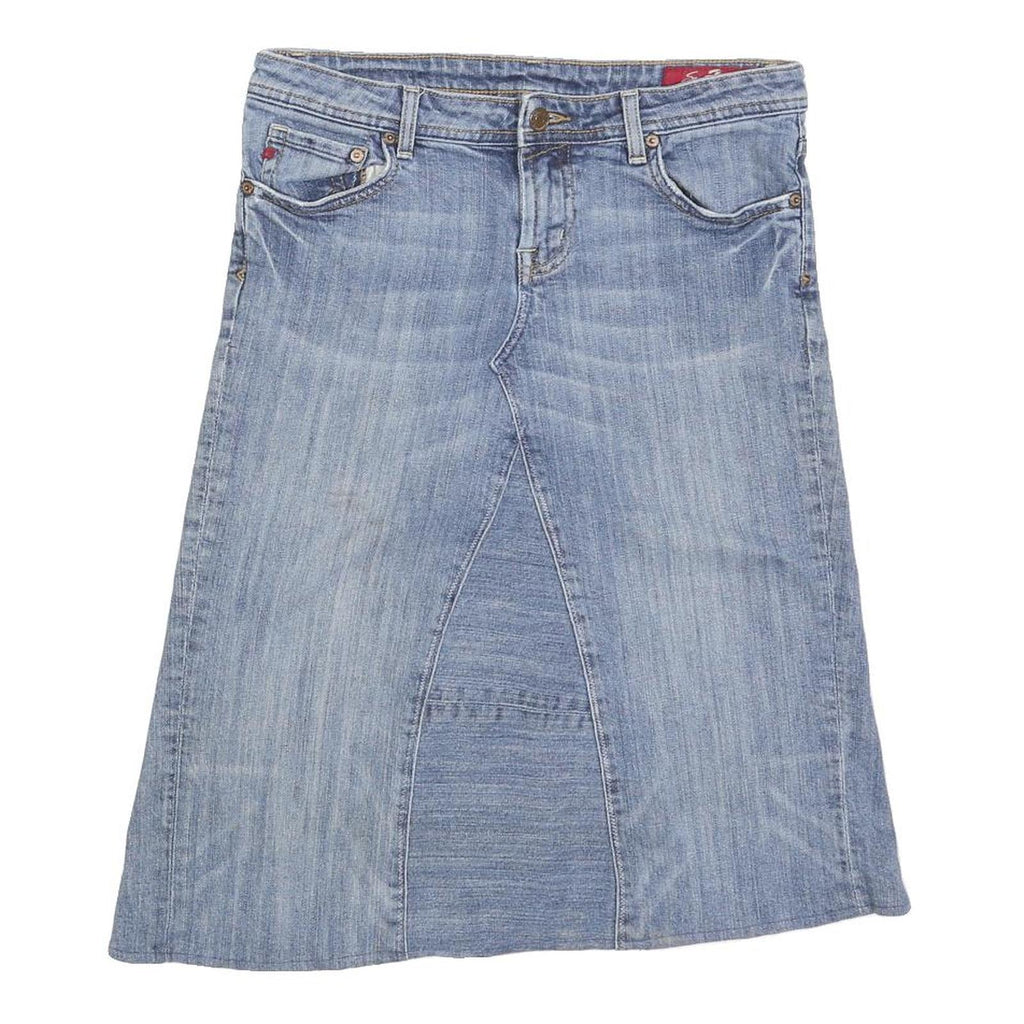 7 FOR ALL MANKIND Womens Blue Denim Denim Midi Skirt M Casual Stylish Cotton