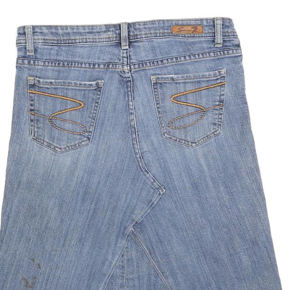 7 FOR ALL MANKIND Womens Blue Denim Denim Midi Skirt M Casual Stylish Cotton