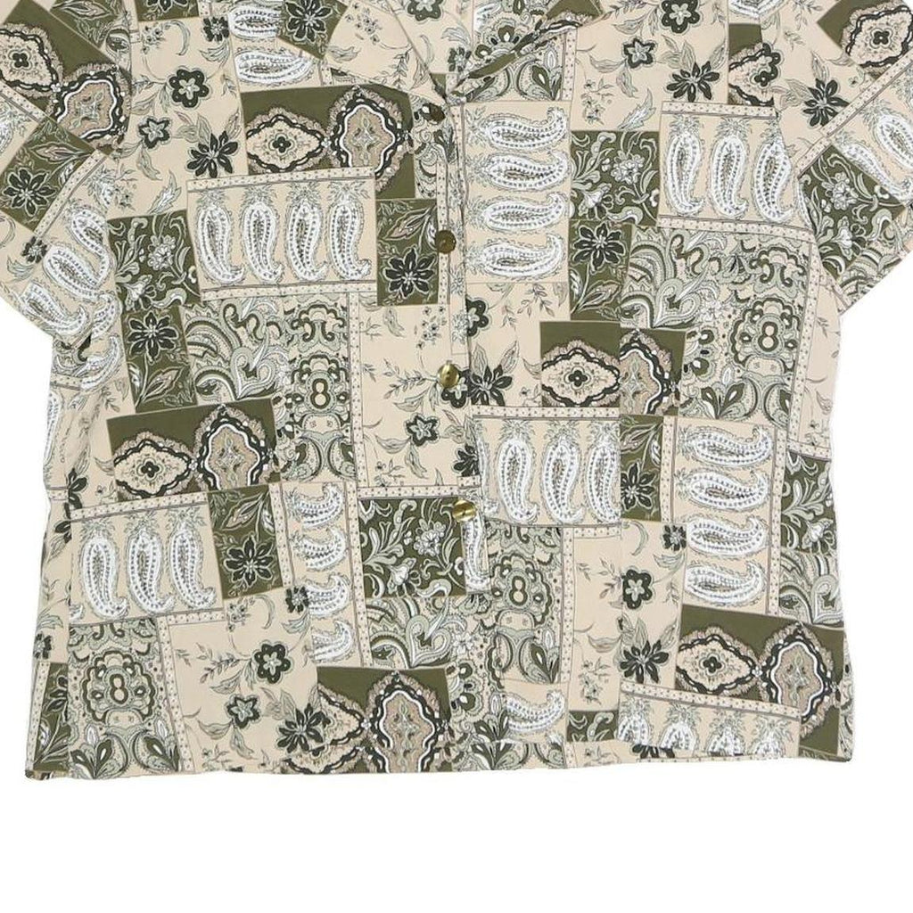 BRIGGS Womens Beige & Green Printed Shirt Short Sleeve Collared UK 14 Polyester