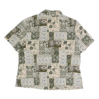 BRIGGS Womens Beige & Green Printed Shirt Short Sleeve Collared UK 14 Polyester