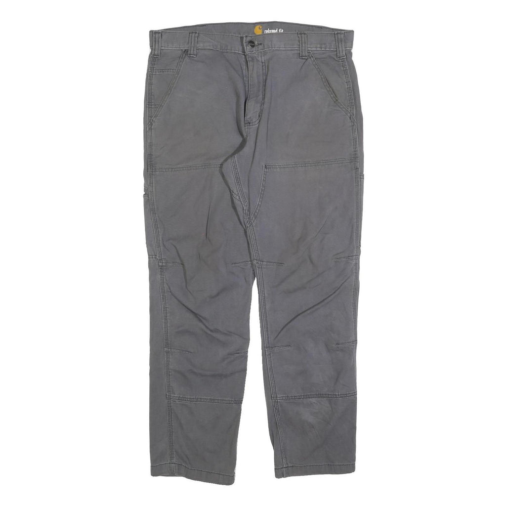 CARHARTT Mens Cotton Blend Grey Relaxed Fit Straight Trousers W34 L30 Workwear
