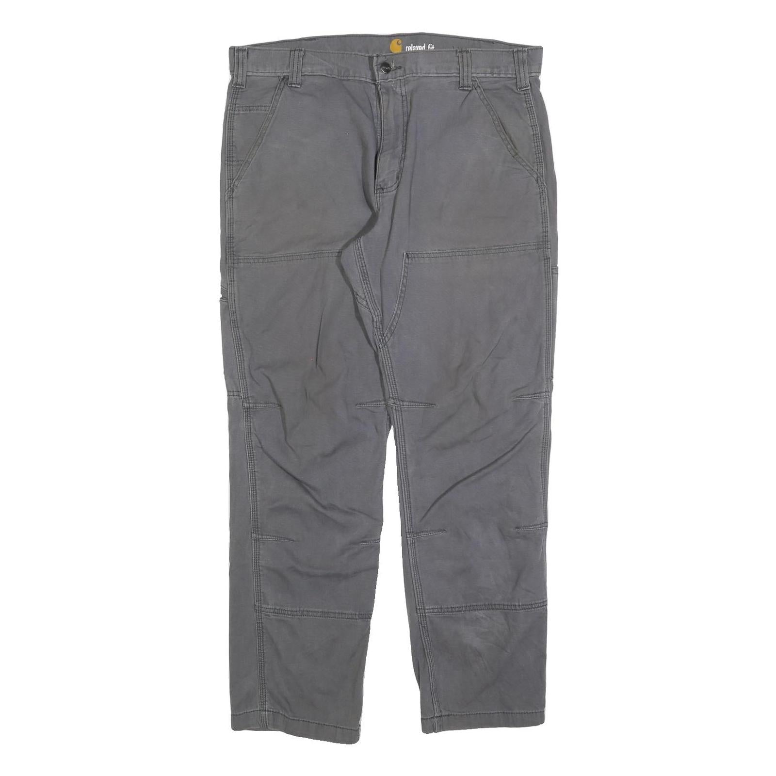CARHARTT Mens Cotton Blend Grey Relaxed Fit Straight Trousers W34 L30 Workwear