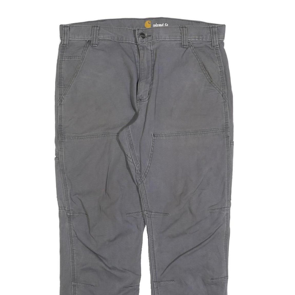 CARHARTT Mens Cotton Blend Grey Relaxed Fit Straight Trousers W34 L30 Workwear