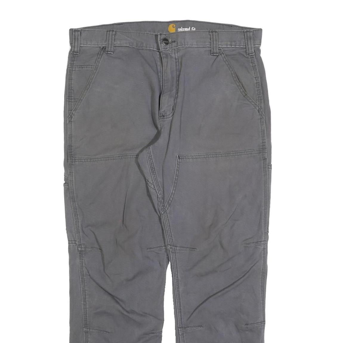CARHARTT Mens Cotton Blend Grey Relaxed Fit Straight Trousers W34 L30 Workwear