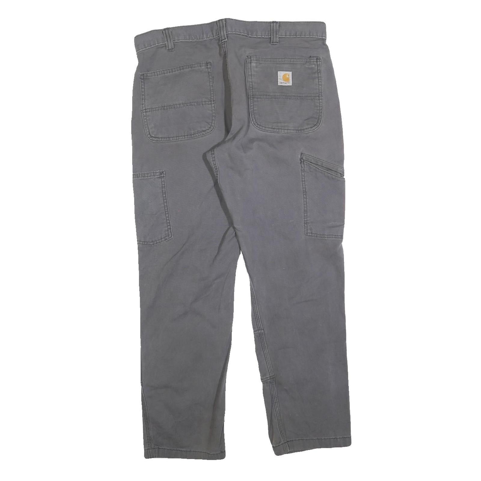 CARHARTT Mens Cotton Blend Grey Relaxed Fit Straight Trousers W34 L30 Workwear