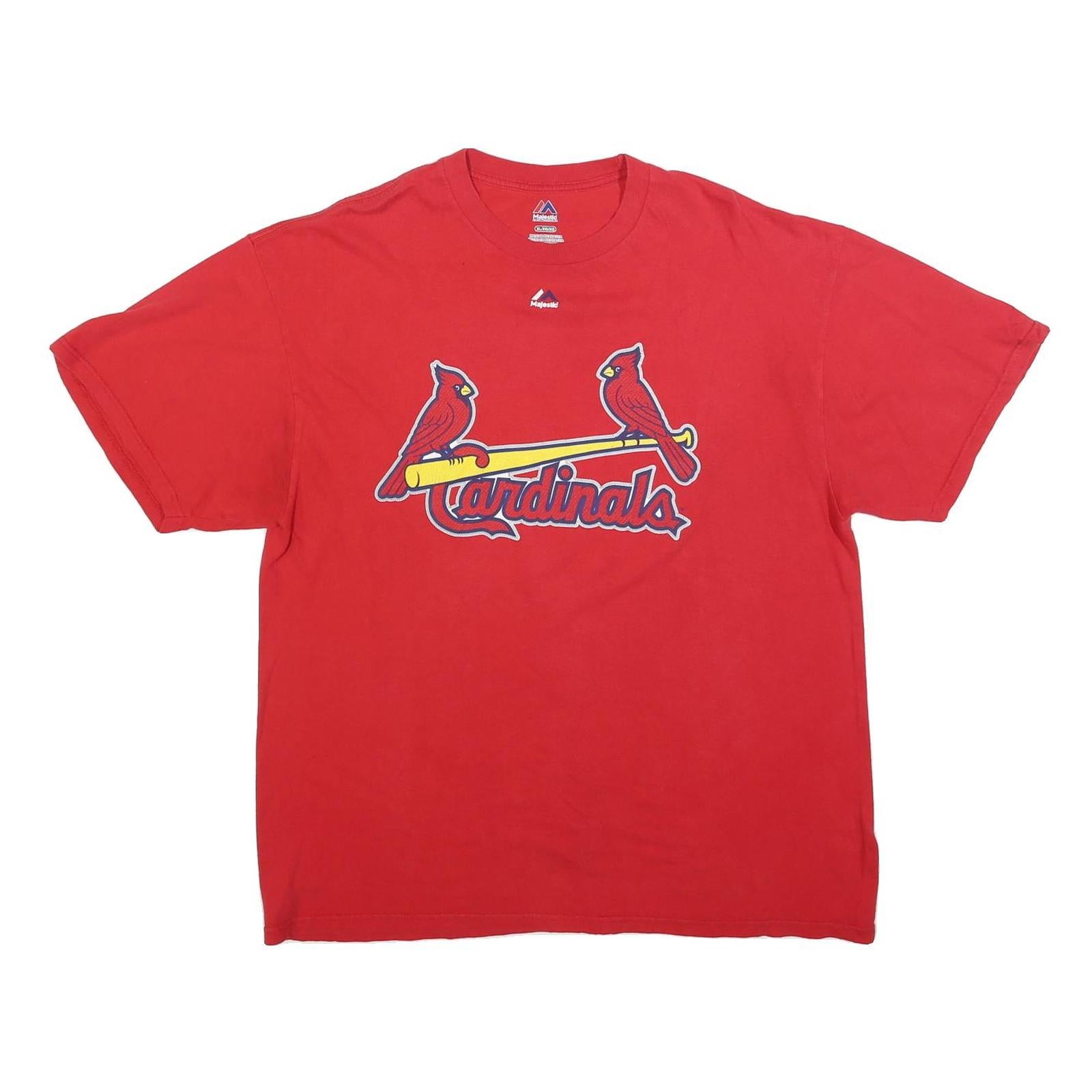 MAJESTIC Mens Red Cardinals Graphic T-Shirt XL Short Sleeve Crew Neck Heyward