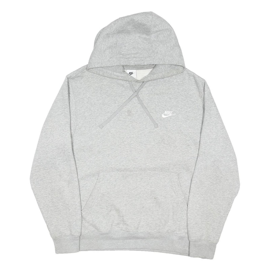 NIKE Mens Grey Hoodie L Cotton Blend Pullover Casual Sportswear