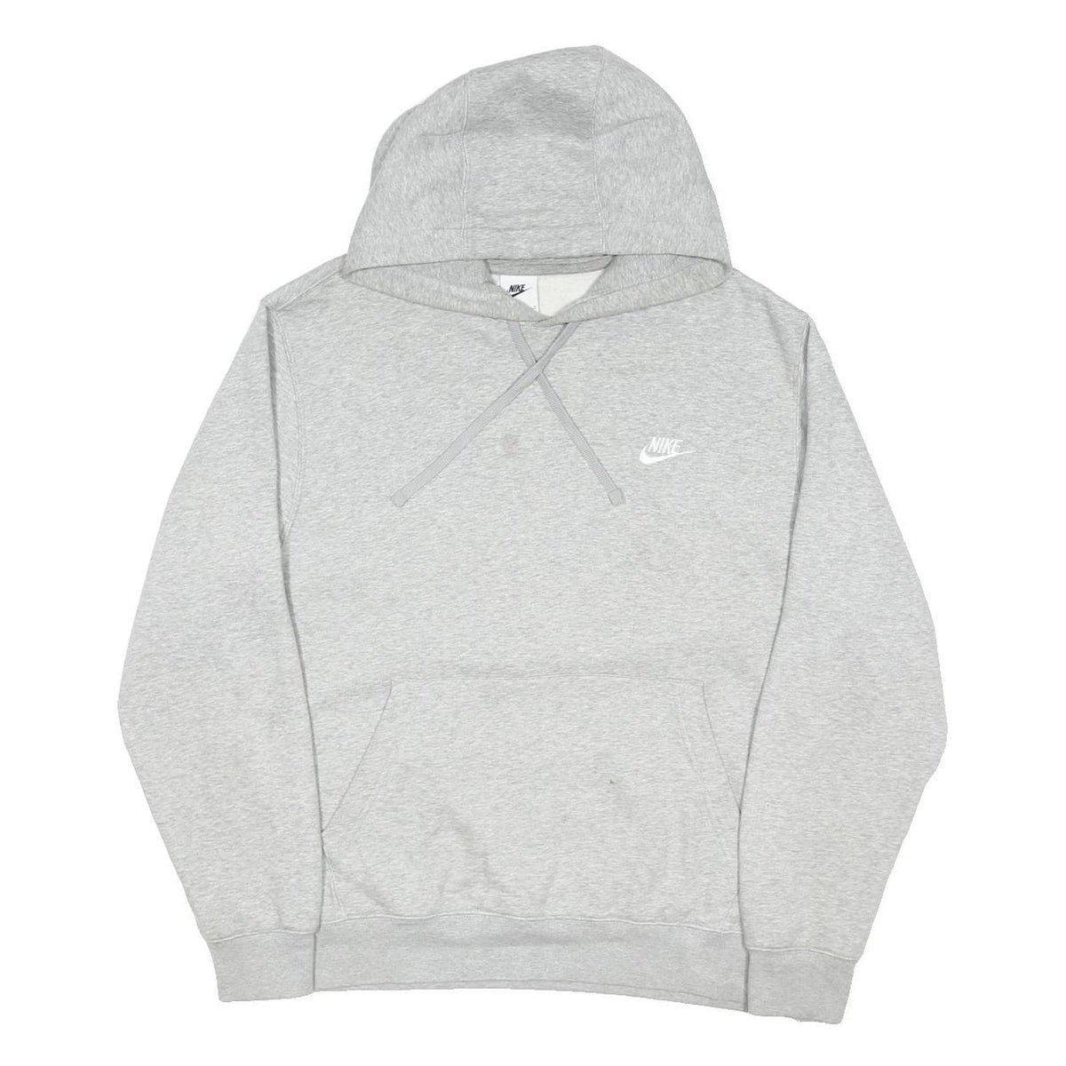 NIKE Mens Grey Hoodie L Cotton Blend Pullover Casual Sportswear