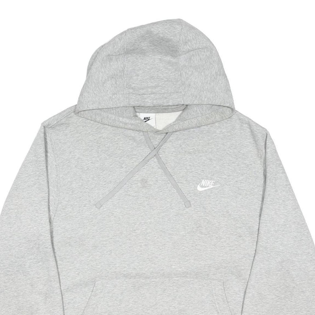 NIKE Mens Grey Hoodie L Cotton Blend Pullover Casual Sportswear