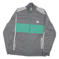 ADIDAS Mens Grey & Green Track Jacket XL Polyester Blend Plain Zip Casual