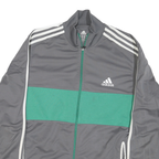 ADIDAS Mens Grey & Green Track Jacket XL Polyester Blend Plain Zip Casual
