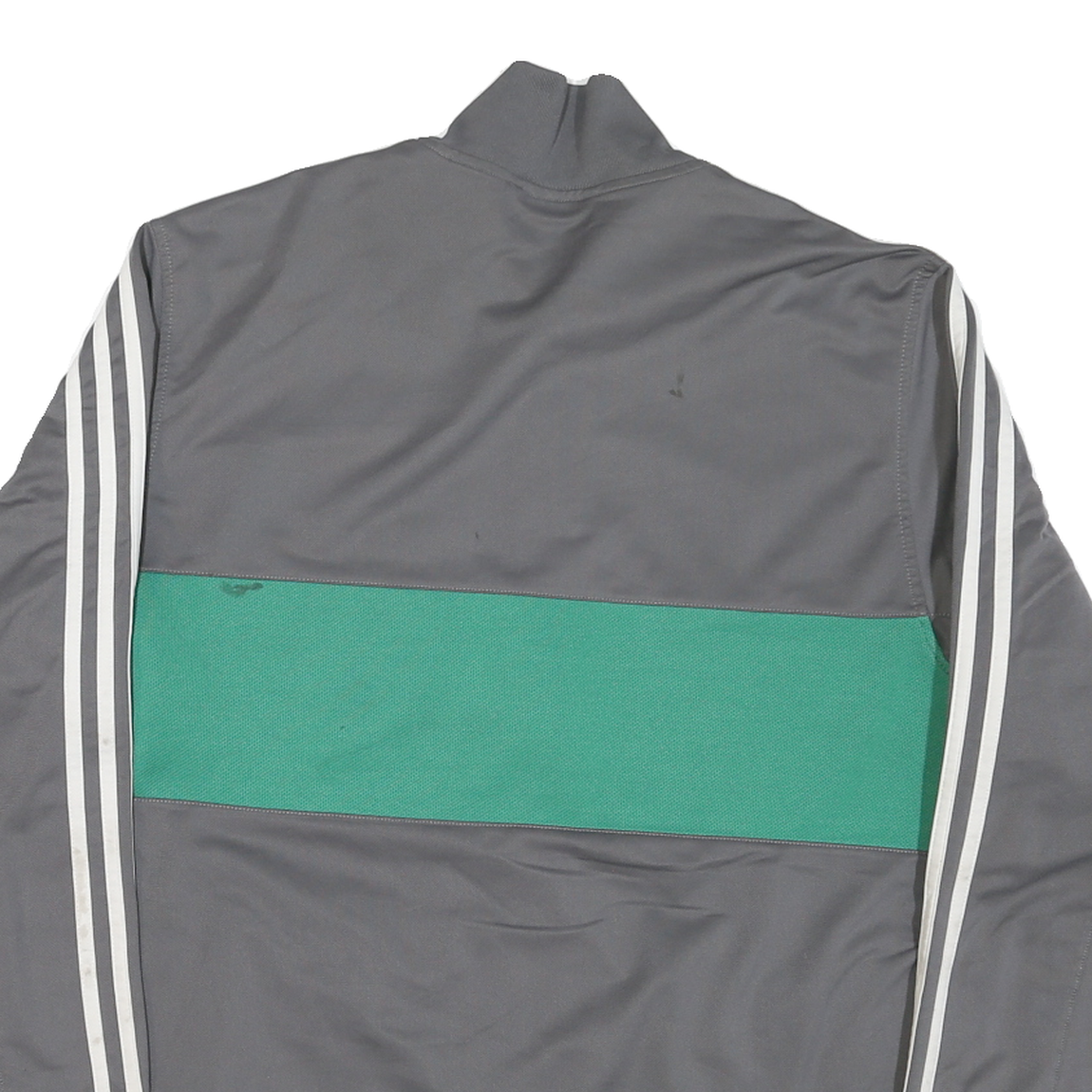 ADIDAS Mens Grey & Green Track Jacket XL Polyester Blend Plain Zip Casual