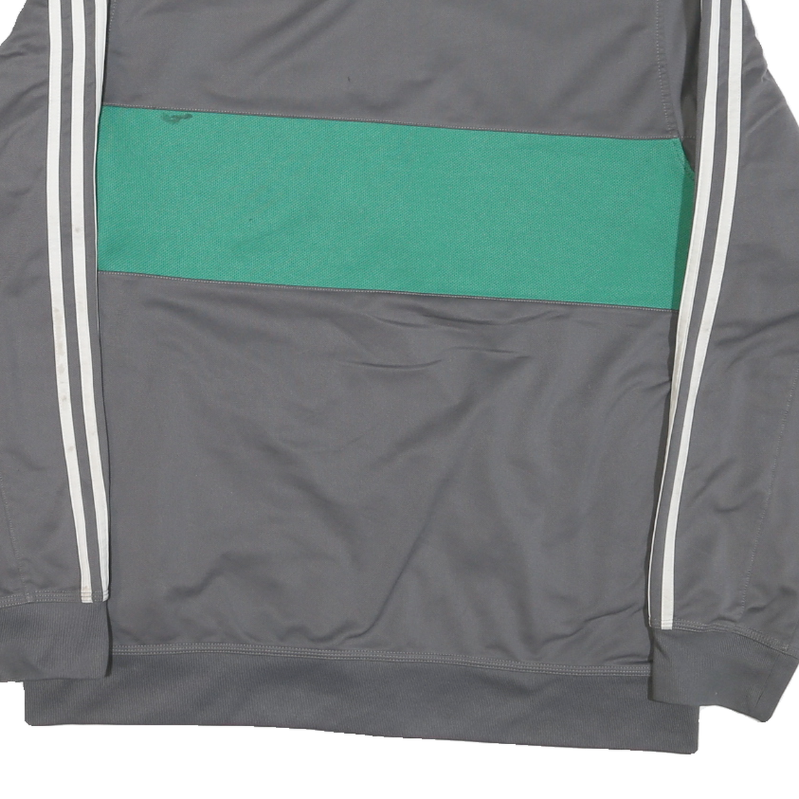ADIDAS Mens Grey & Green Track Jacket XL Polyester Blend Plain Zip Casual