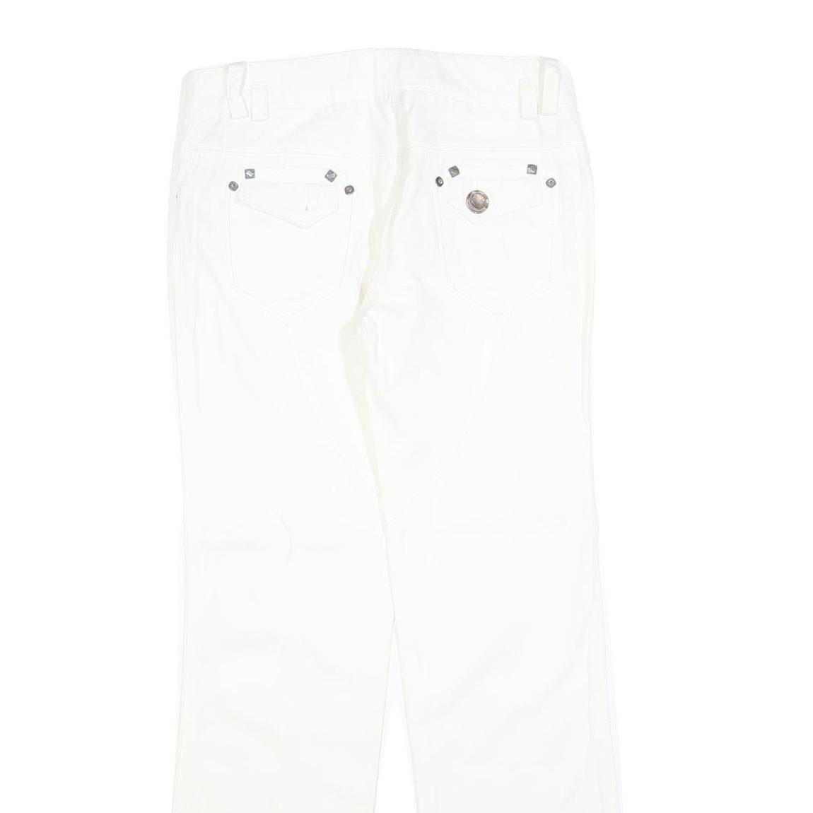PINKO Womens Cotton Blend White Regular Fit Straight Leg Trousers W32 L32