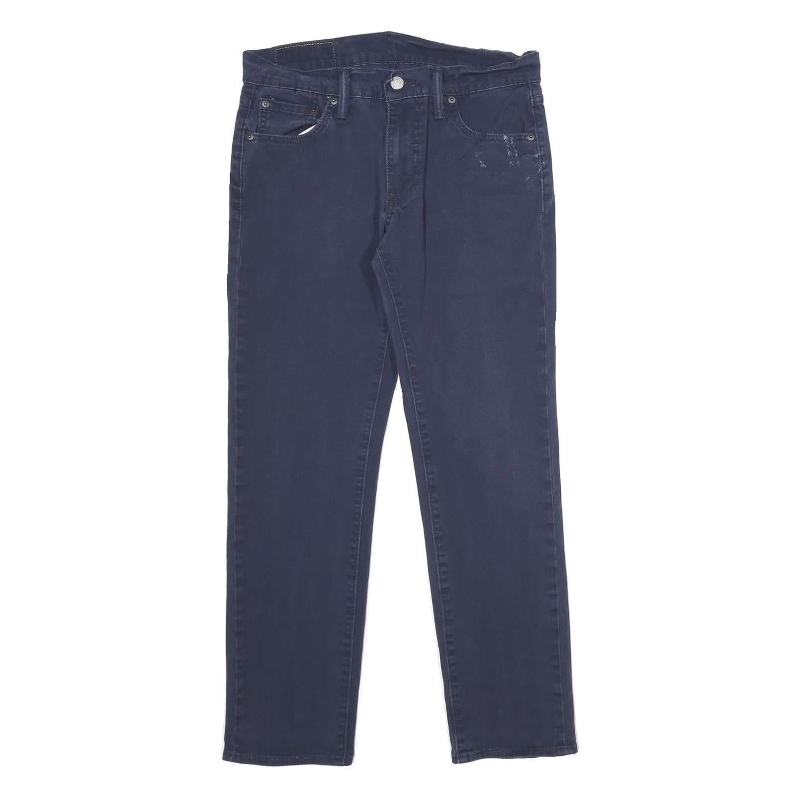 LEVI'S Mens Cotton Blend Navy Slim Straight Trousers W30 L30 Cotton Blend