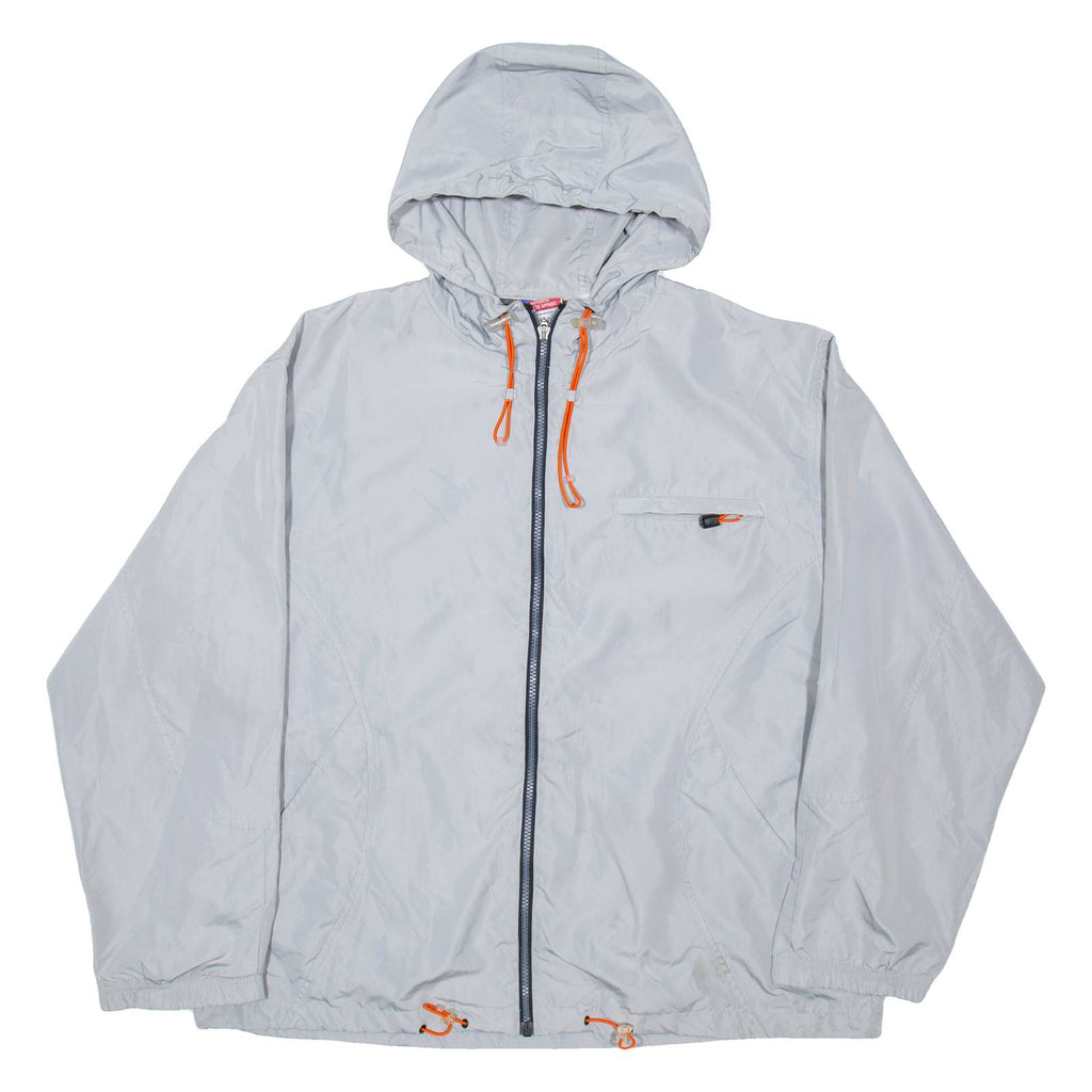CHAMPION Mens Track Jacket Silver Nylon Hooded XL