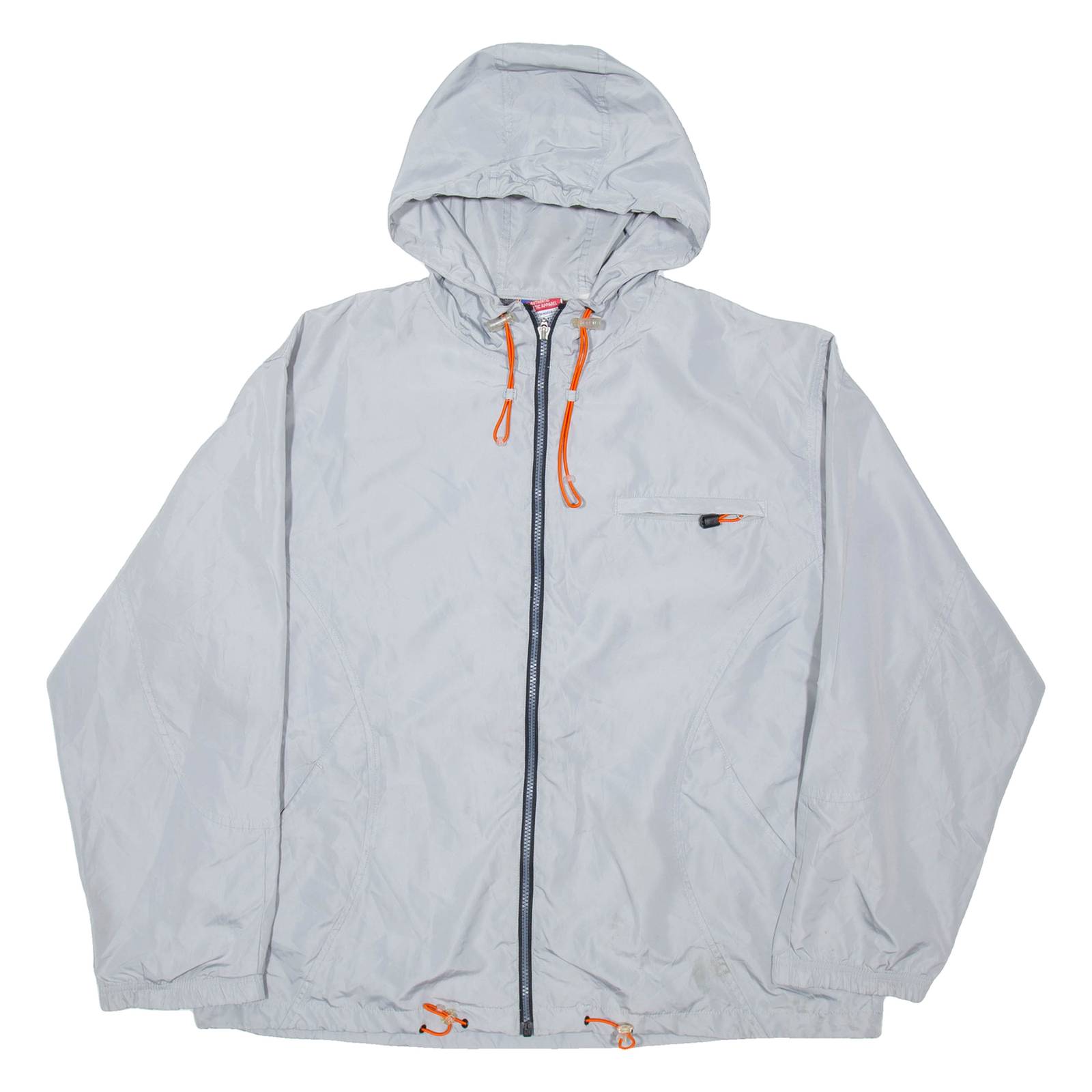CHAMPION Mens Track Jacket Silver Nylon Hooded XL
