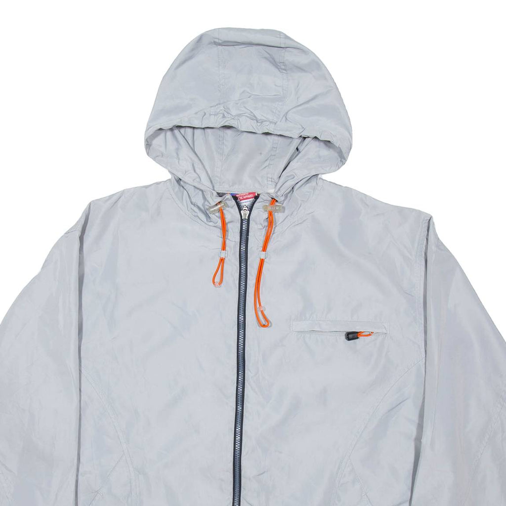 CHAMPION Mens Track Jacket Silver Nylon Hooded XL