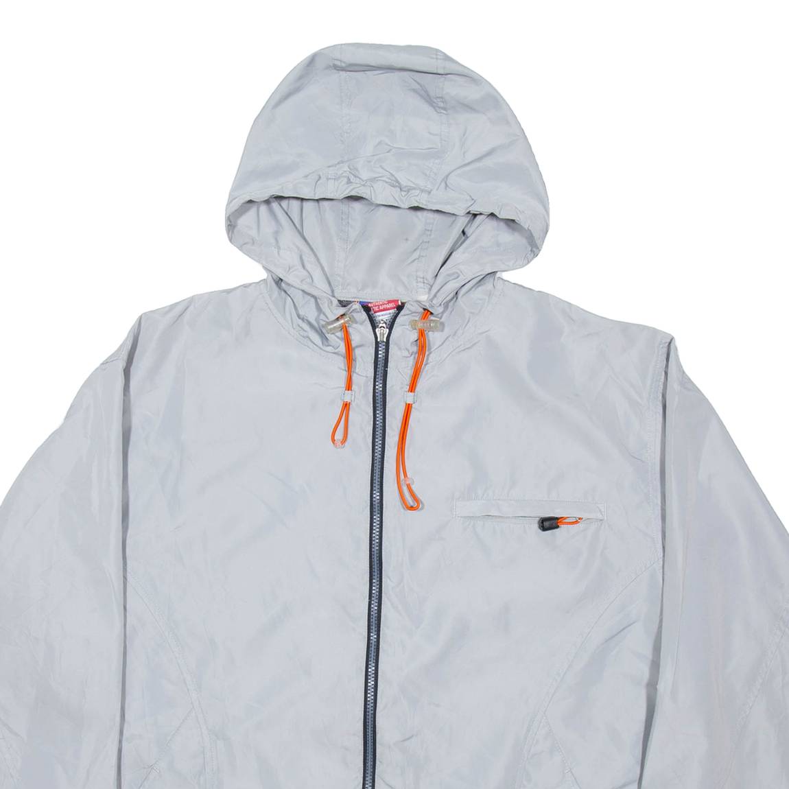 CHAMPION Mens Track Jacket Silver Nylon Hooded XL