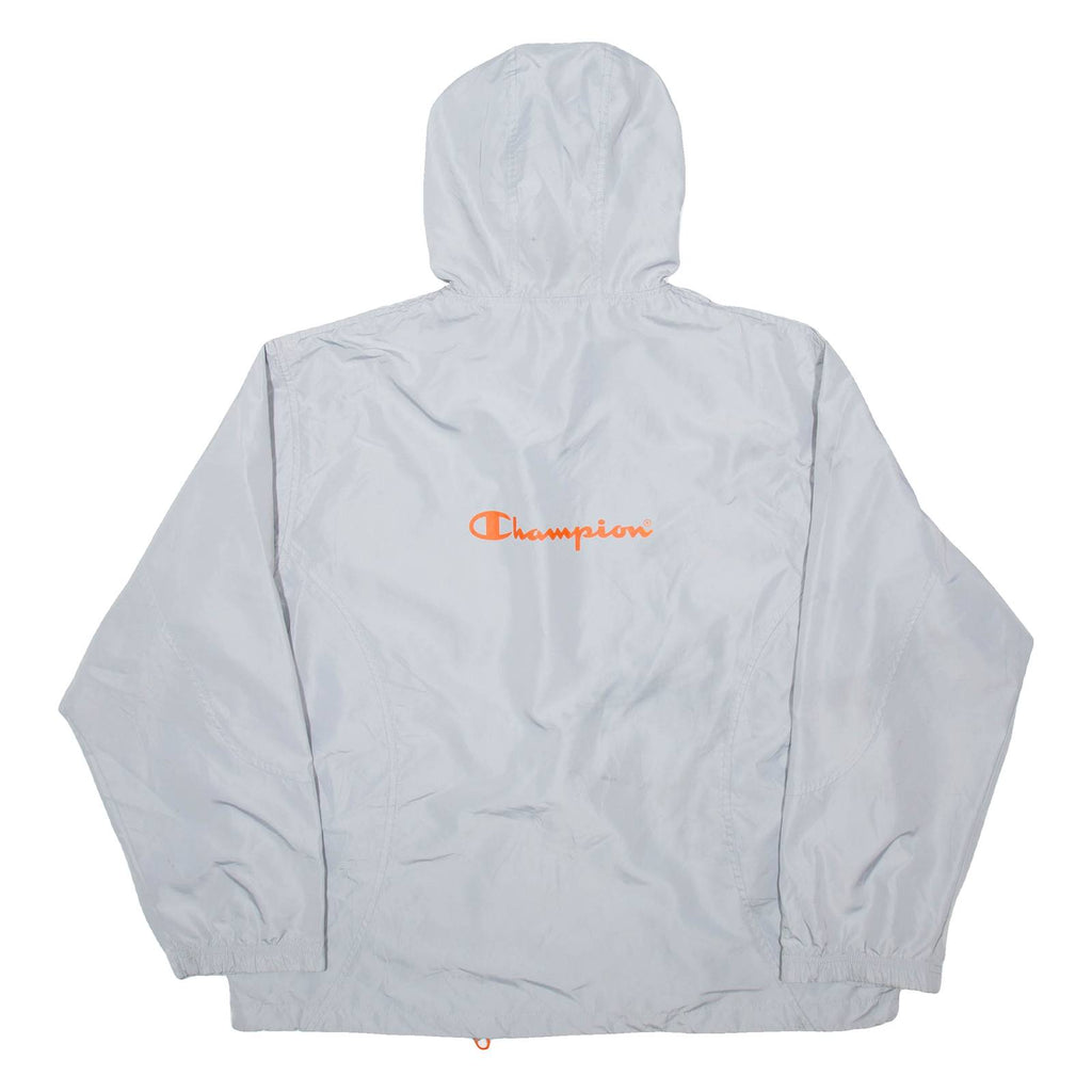 CHAMPION Mens Track Jacket Silver Nylon Hooded XL