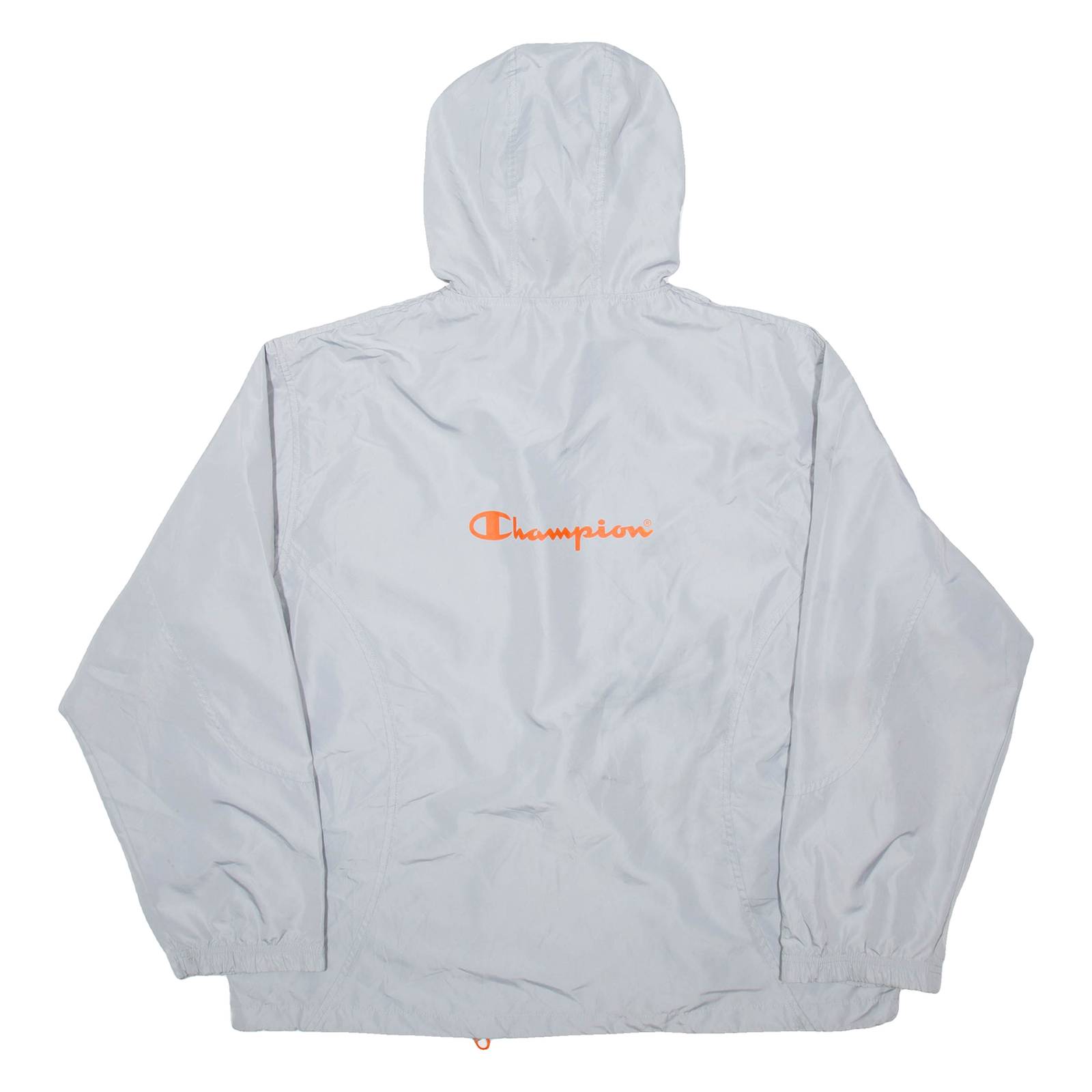 CHAMPION Mens Track Jacket Silver Nylon Hooded XL