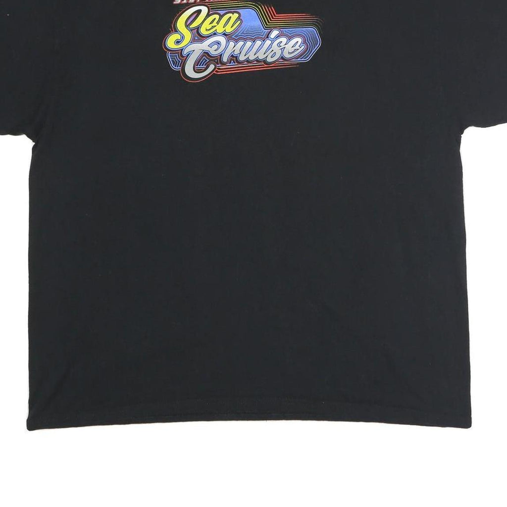 Mens Black Sea Cruise Graphic T-Shirt 2XL Short Sleeve Crew Neck Car Print