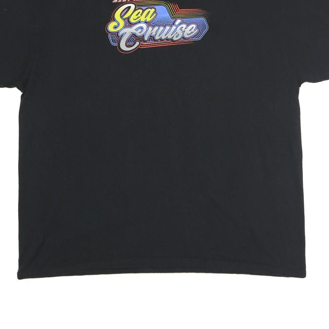 Mens Black Sea Cruise Graphic T-Shirt 2XL Short Sleeve Crew Neck Car Print