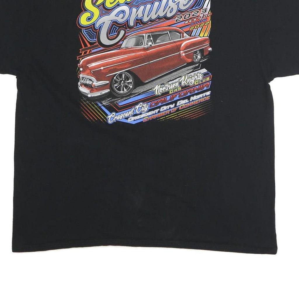 Mens Black Sea Cruise Graphic T-Shirt 2XL Short Sleeve Crew Neck Car Print