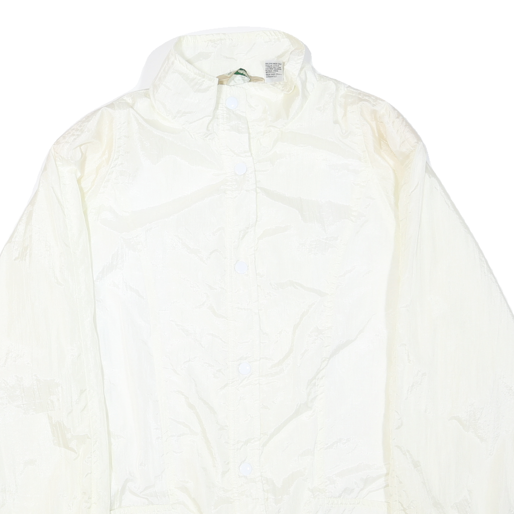 Womens White Button Jacket L Polyester Blend Plain Lightweight Casual