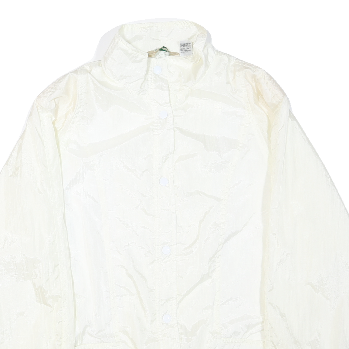 Womens White Button Jacket L Polyester Blend Plain Lightweight Casual
