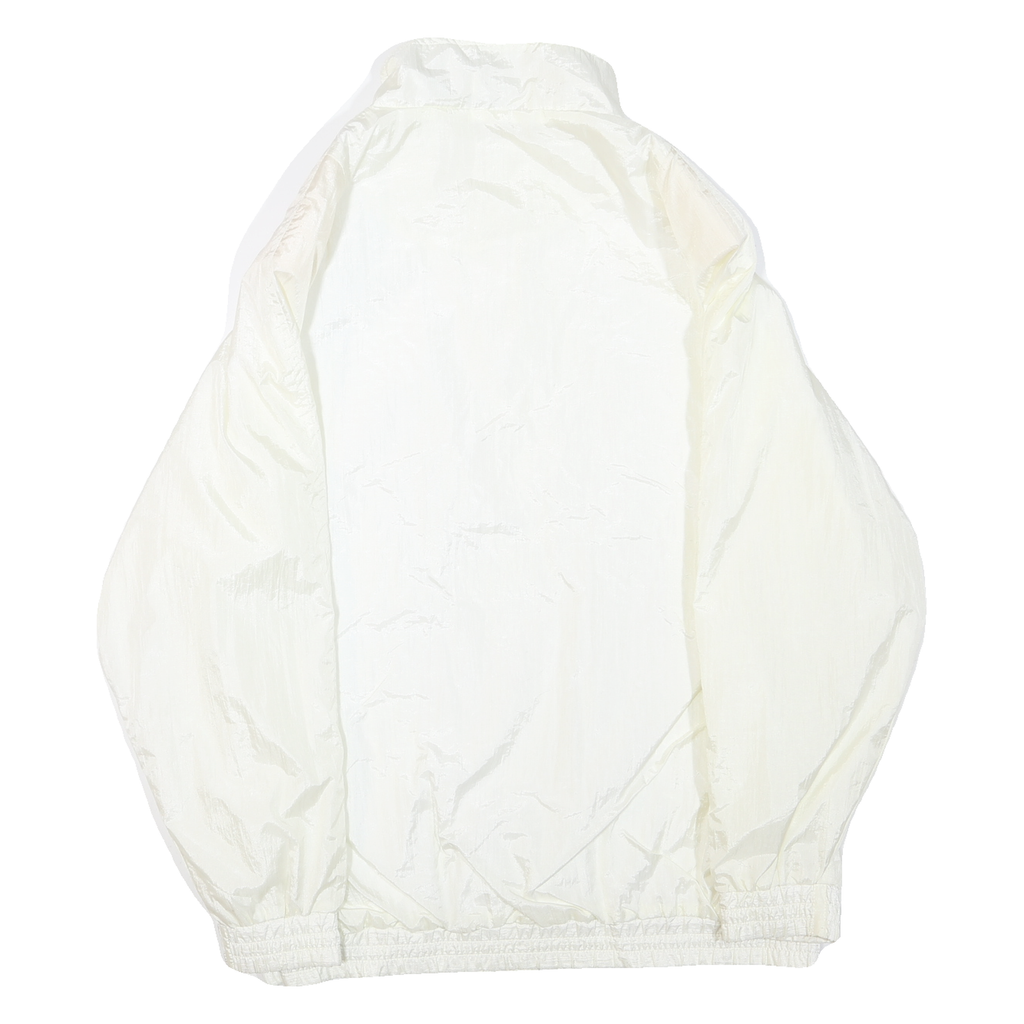 Womens White Button Jacket L Polyester Blend Plain Lightweight Casual