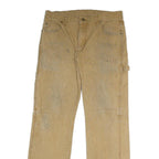 DICKIES Mens Jeans Beige Regular Straight Denim W34 L32 Workwear Zip Closure