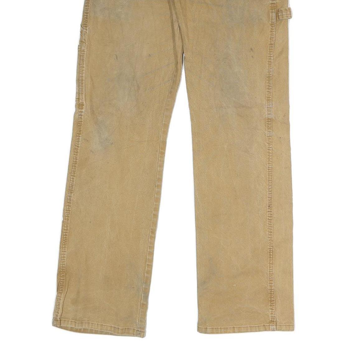 DICKIES Mens Jeans Beige Regular Straight Denim W34 L32 Workwear Zip Closure