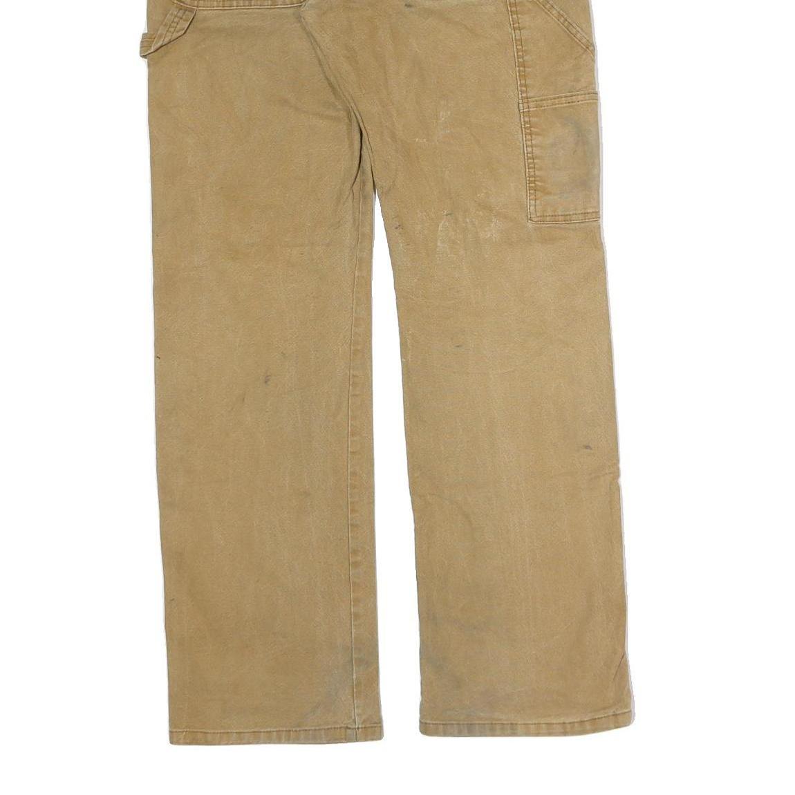 DICKIES Mens Jeans Beige Regular Straight Denim W34 L32 Workwear Zip Closure